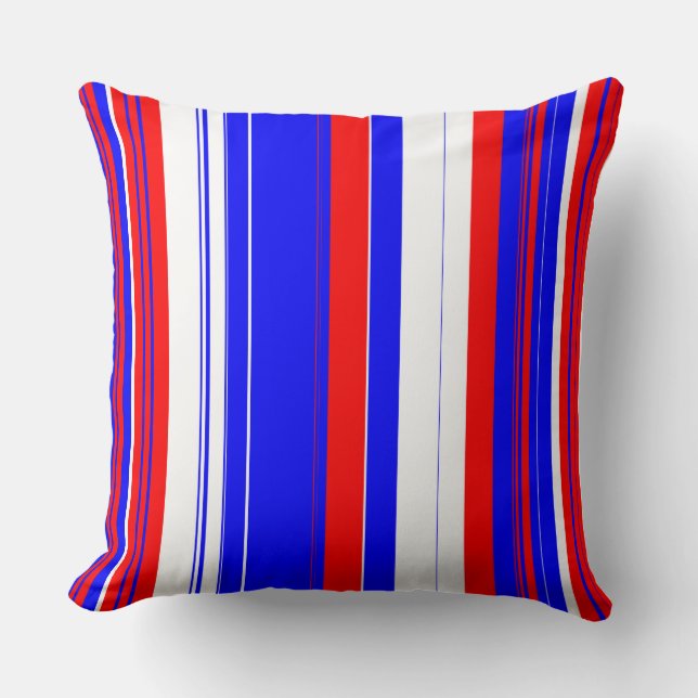 Red white and Blue Stripes Cushion (Front)