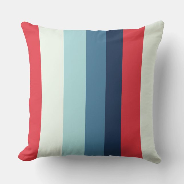 Red White and Blue Stripes Cushion (Front)