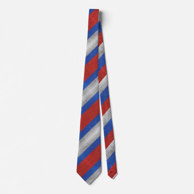 Red White And Blue Stripes Glitter Professional Tie (Front)