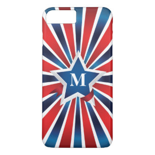 Red White and Blue Stripes Monogram iPhone 8 Plus/7 Plus Case