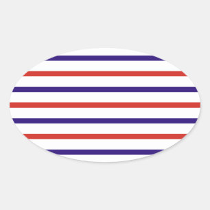 Red White and Blue Stripes Oval Sticker