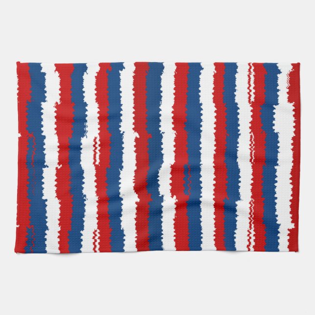 Red, White and Blue Stripes Tea Towel (Horizontal)