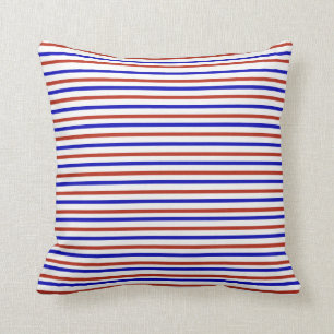 Red, white and blue stripes throw pillow