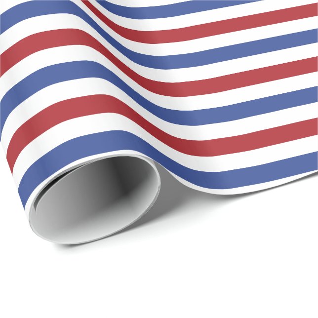Red White and Blue Stripes Wrapping Paper (Roll Corner)