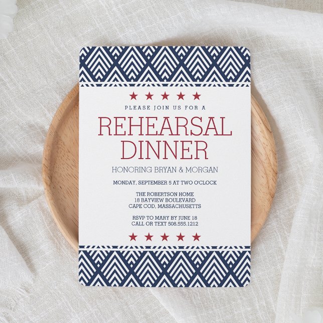 Red White and Blue Summer Rehearsal Dinner Invitation (Creator Uploaded)