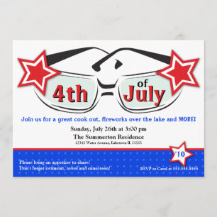 Red White and Blue Sunglasses Invitation