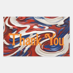 Red white and blue swirl rectangular sticker