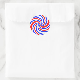 Red, White and Blue Swirls Classic Round Sticker