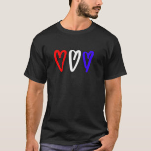 Red White and Blue Three Hearts for Men Women Kids T-Shirt