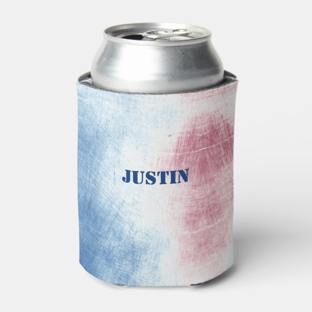 Red White and Blue Tie Dye Personalised Can Wrap Cooler (Can Front)