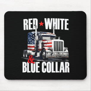 Red white and blue trucker collar patriotic usa mouse pad