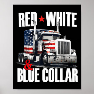 Red white and blue trucker collar patriotic usa poster