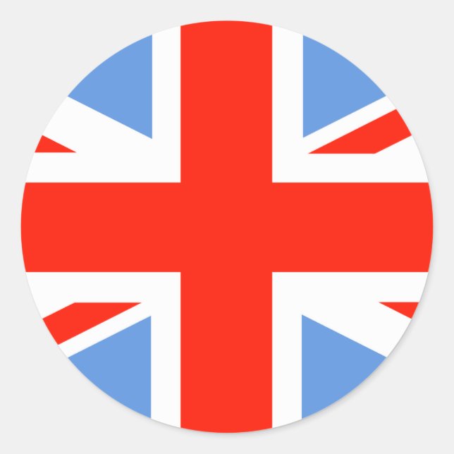 Red White and Blue Union Jack UK Flag Classic Round Sticker (Front)