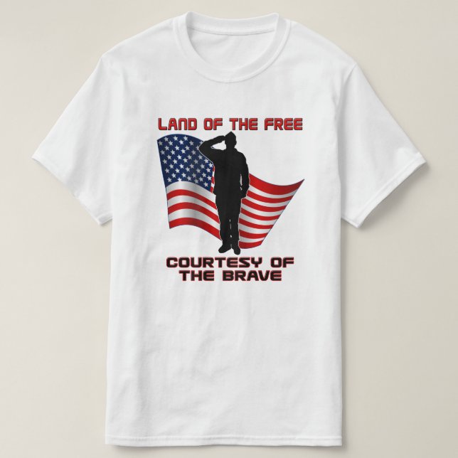 Red White and Blue Unique Veteran and Flag T-Shirt (Design Front)
