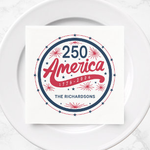 Red White and Blue USA America's 250th Anniversary Napkin