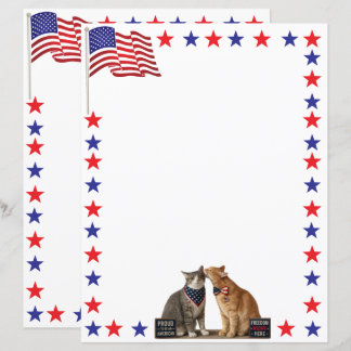 Red, White, and Blue USA Flag and Patriotic Cats 