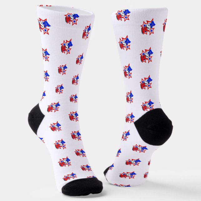 Red White and Blue USA Patriotic Socks (Angled)