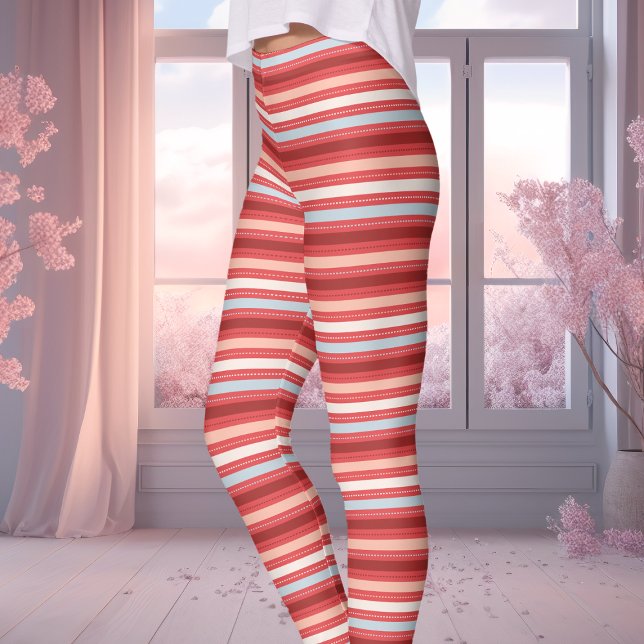 Red, White, and Blue Valentine's Day Striped Leggings (Creator Uploaded)