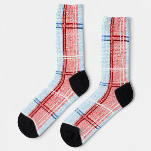 Red, White and Blue Vintage Plaid Crazy Socks
