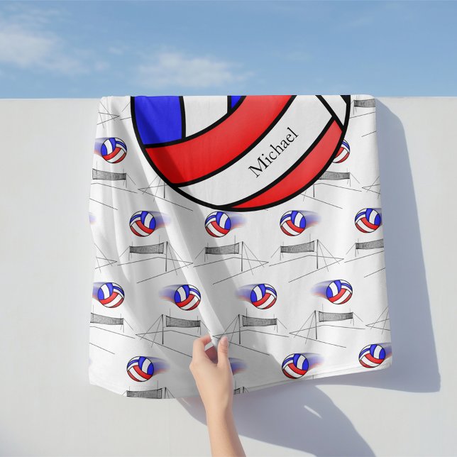 Red, White and Blue Volleyball Beach Towel (Creator Uploaded)