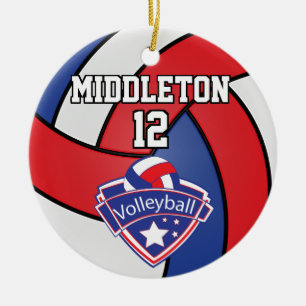 Red, White and Blue 🏐 Volleyball Ceramic Ornament
