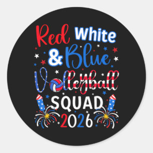 Red White And Blue Volleyball Crew 2026 4th July Classic Round Sticker