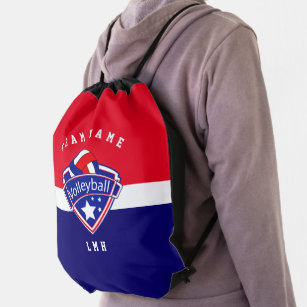 Red, White and Blue Volleyball  Drawstring Bag