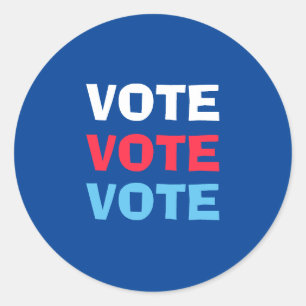 Red White And Blue Vote Election Political Classic Round Sticker