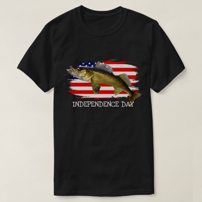 Red, White and Blue Walleye Pike  T-Shirt (Design Front)