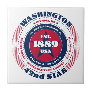 Red, White, and Blue Washington Ceramic Tile