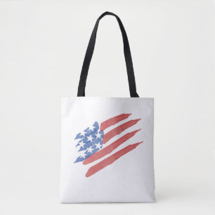 Red White and Blue Watercolor American Flag Tote Bag