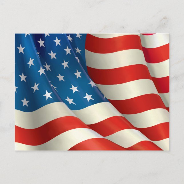 Red White and Blue Waving U.S. Flag Postcard (Front)