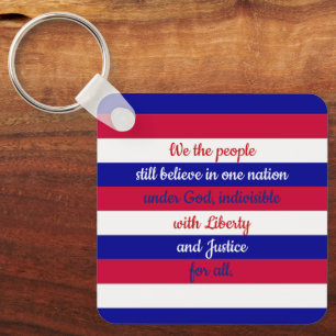 Red White and Blue We the People Patriotic Message Key Ring
