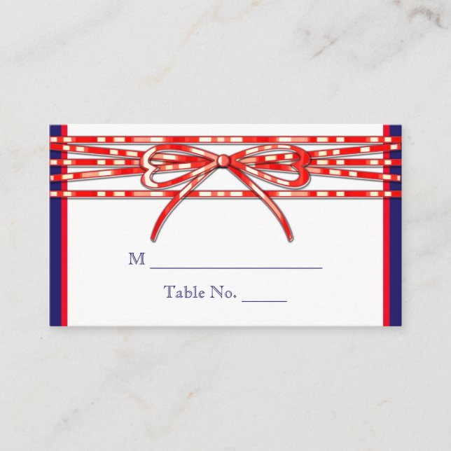 Red White and Blue Wedding Place Cards (Front)
