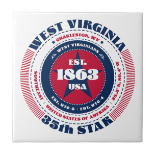 Red, White, and Blue West Virginia Ceramic Tile