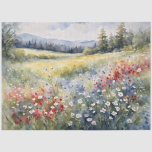 Red White and Blue Wildflower Decoupage Tissue Paper