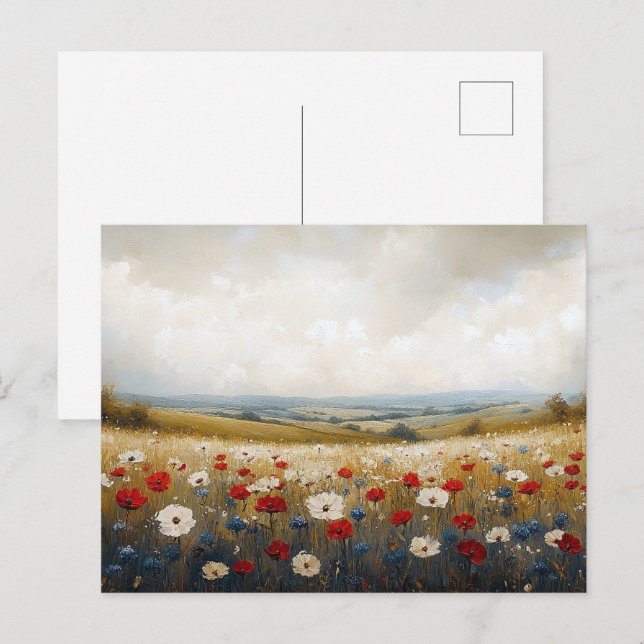 Red White and Blue Wildflowers Postcard (Front/Back)