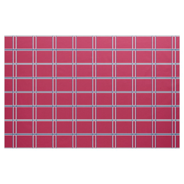 Red White and Blue Windowpane Check Fabric (Yard)