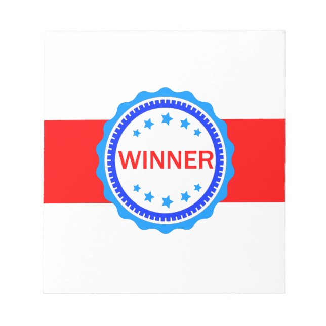 Red, White and Blue Winner Ribbon Notepad (Front)
