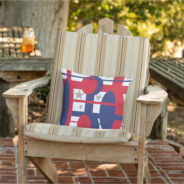 Red, White and Blue with Stars Cushion (Chair)