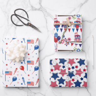 Red White And Blue Wrapping Paper Sheet