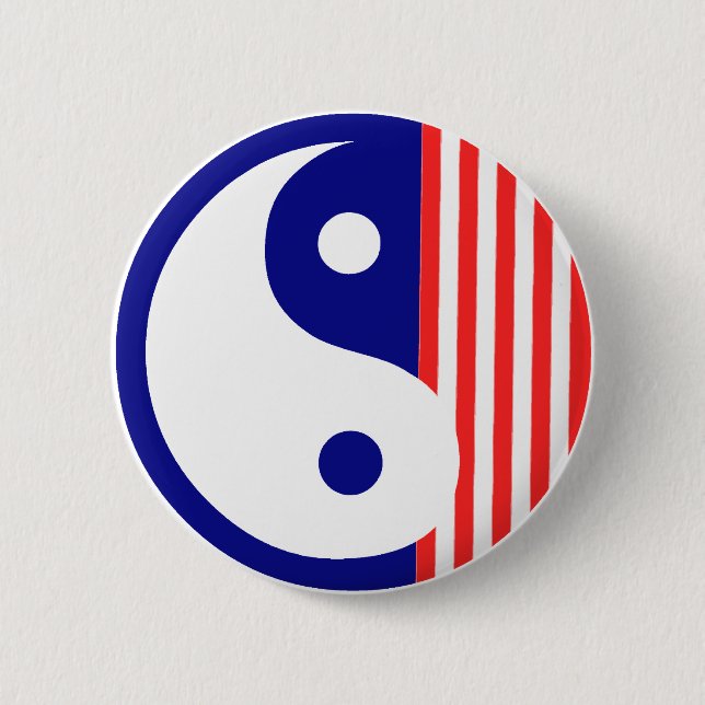 Red White and Blue Yin Yang Button (Front)