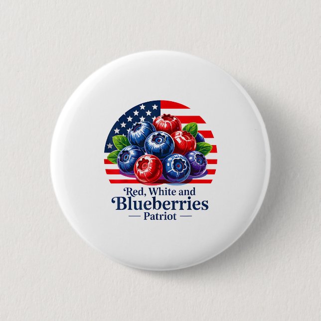 Red White And Blueberries Christian Patriotic  6 Cm Round Badge (Front)