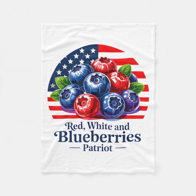 Red White And Blueberries Christian Patriotic  Fleece Blanket (Front)