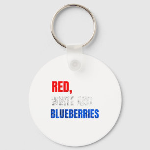 Red White And Blueberries Patriot Fun Summer Party Key Ring