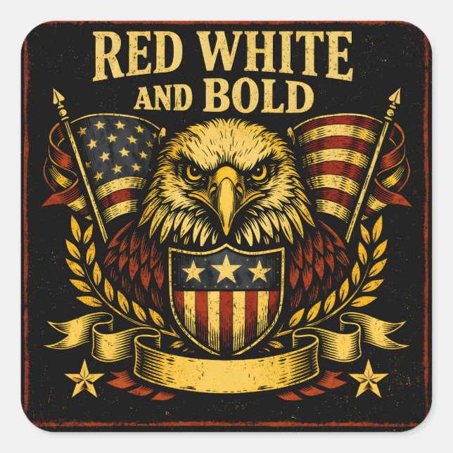 Red White and Bold – American Colours Pride Square Sticker (Front)