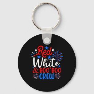 Red White And Boo Boo Crew Funny 4th Of July Nurse Key Ring