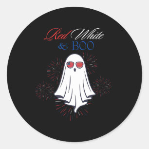 Red White And Boo Ghost 4th Of July Independence D Classic Round Sticker