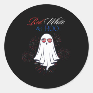 Red White And Boo Ghost 4th Of July Independence D Classic Round Sticker