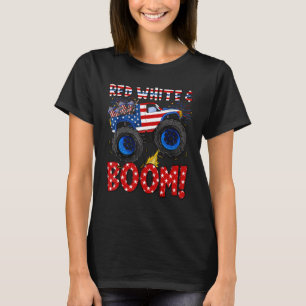 Red White And Boom Monster Truck 4th Of July Patri T-Shirt